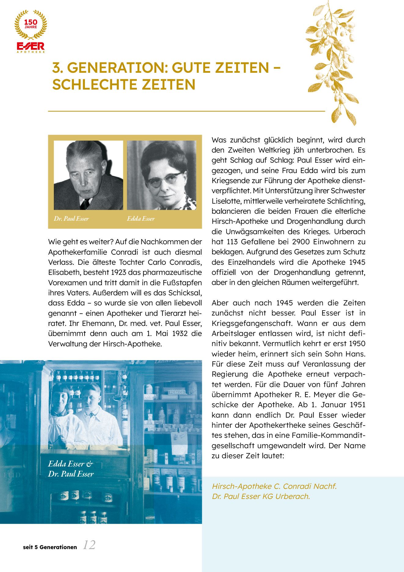 Broschüre, 150 Jahre Esser Apotheke