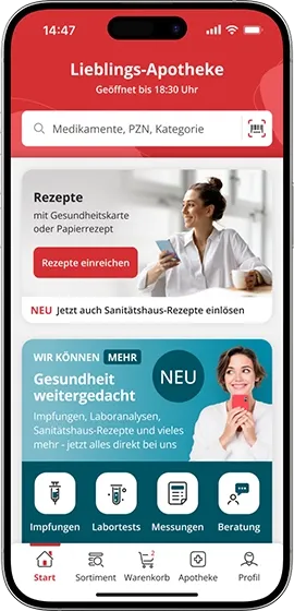 Abbildung einen Handys mit Startseite der IA-App